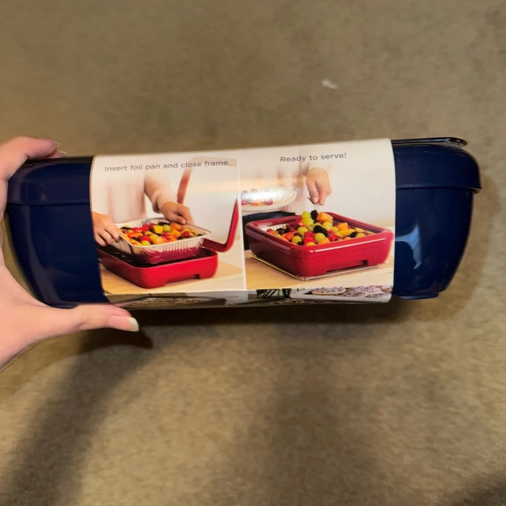 Navy fancy panz foil food insert carrier. Never used